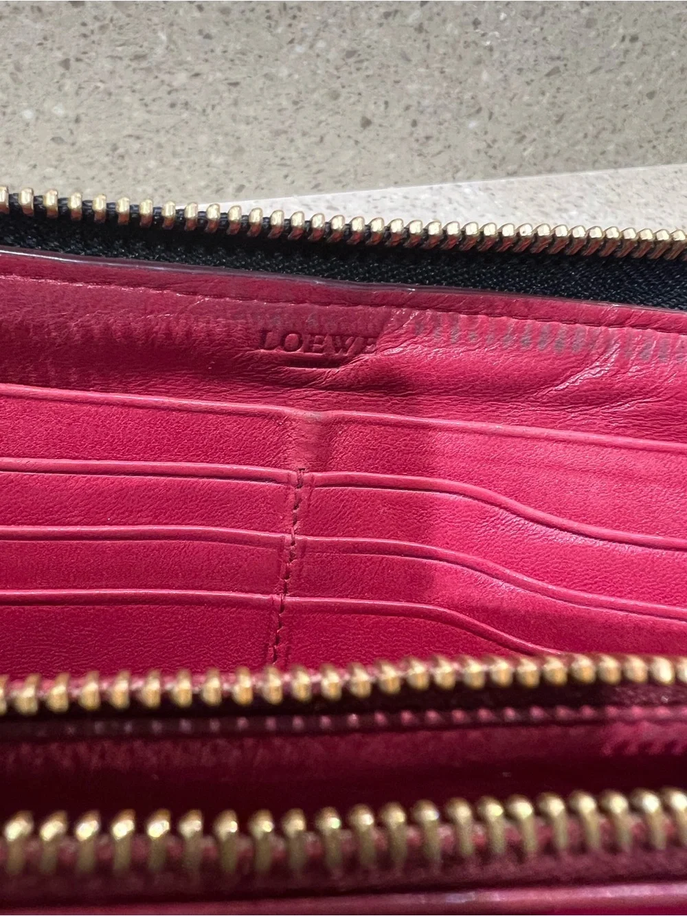 Loewe Navy Leather Zip-Around Wallet with Embossed Logo